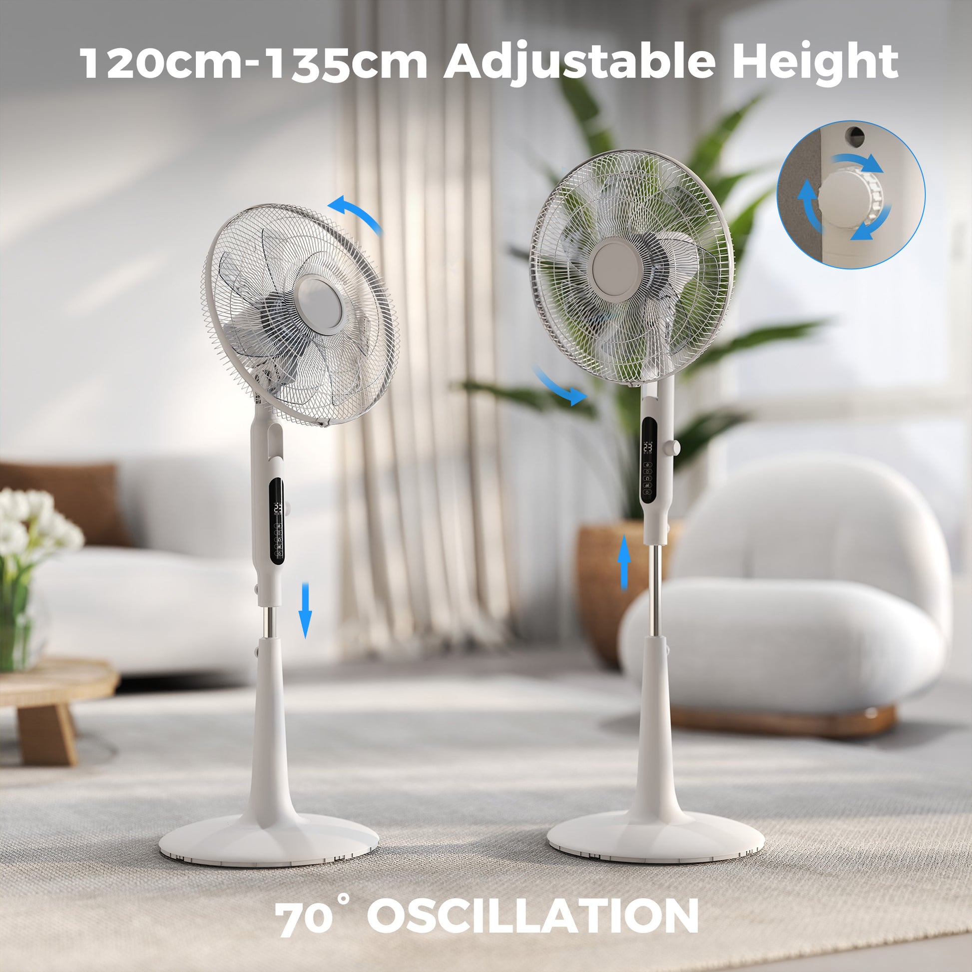 HOMCOM Three Mode Pedestal Fan, with Insect Repellant Box and LED Panel - White--ChewyGames-ChewyGames