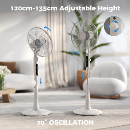 HOMCOM Three Mode Pedestal Fan, with Insect Repellant Box and LED Panel - White--ChewyGames-ChewyGames