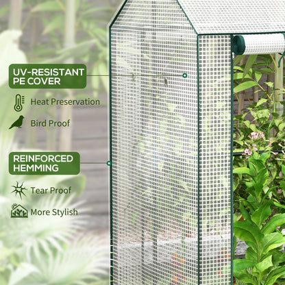 Outsunny Green House, Mini Greenhouse with 2 Roll-up Doors, Vent Holes and Reinforced Cover, 100 x 80 x 150cm