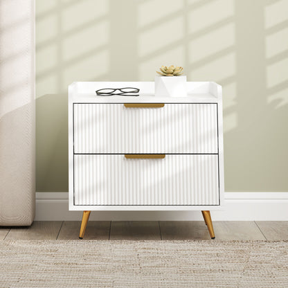 HOMCOM Elegant Two-Drawer Bedside Table Set of 2 - White--ChewyGames-ChewyGames