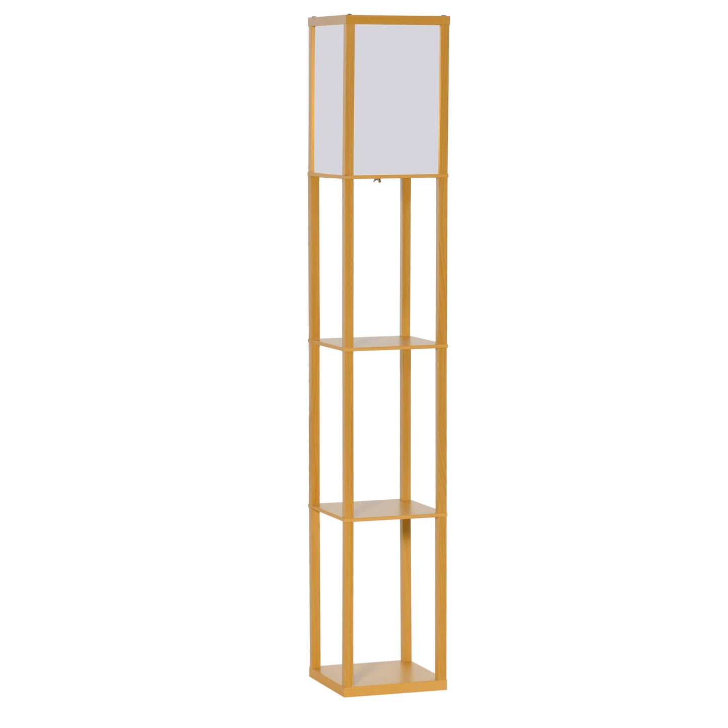 HOMCOM 3-Tier Floor Lamp with Shelves and Storage, Modern Corner Standing Lamp with Lampshade, Reading Light with Foot Switch for Living Room, Bedroom, Home Office, Bulb not Included, Natural