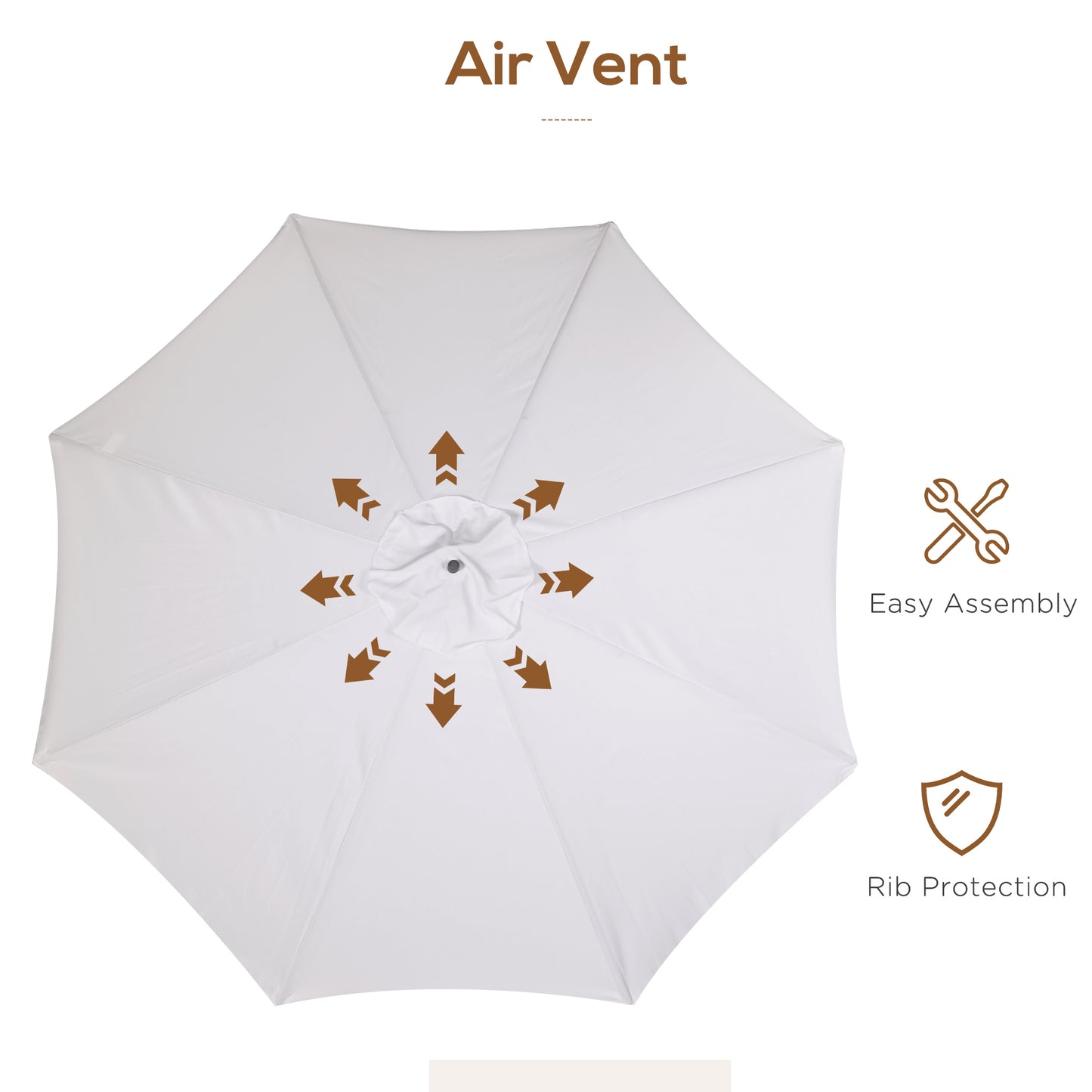 Outsunny 3.3m Elegant Wooden Parasol - Cream