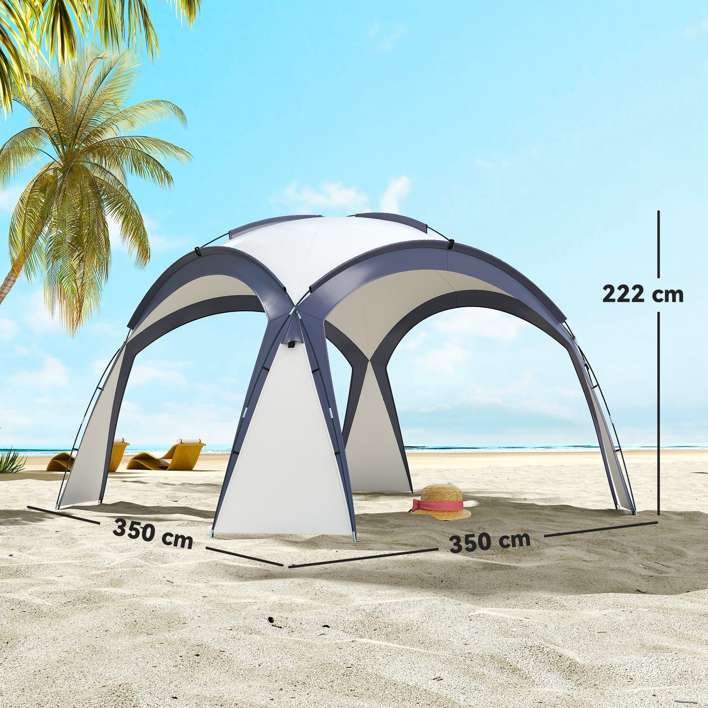 Outsunny Gazebo Party Tent, 3.5x3.5m-Cream/Blue