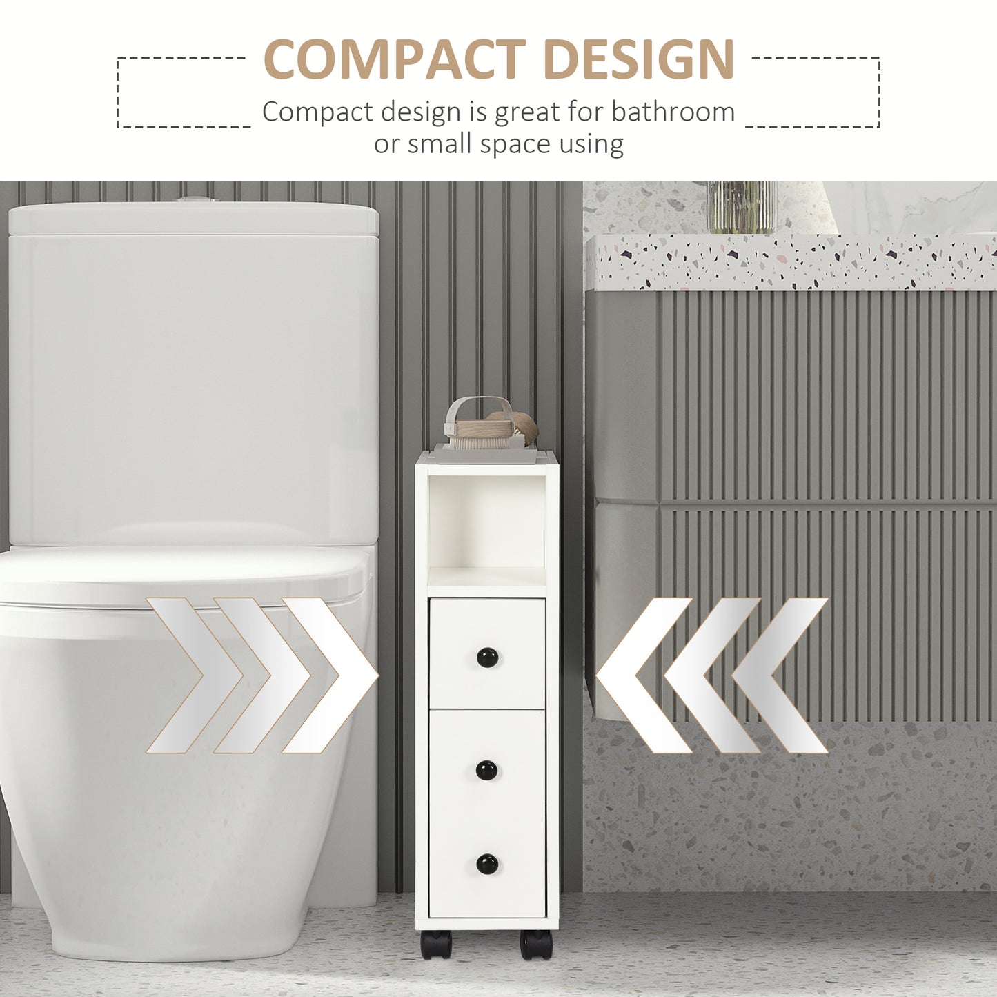 kleankin Slimline Bathroom Storage Cabinet - White--ChewyGames-ChewyGames