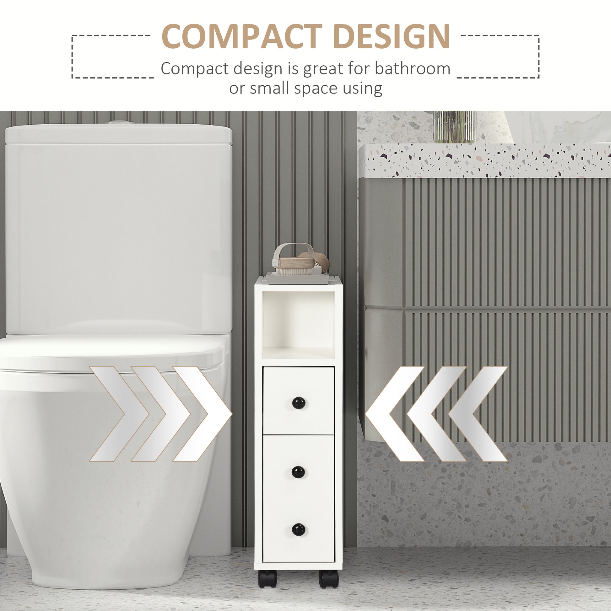 kleankin Slimline Bathroom Storage Cabinet - White--ChewyGames-ChewyGames