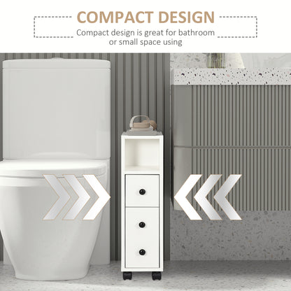 kleankin Slimline Bathroom Storage Cabinet - White--ChewyGames-ChewyGames