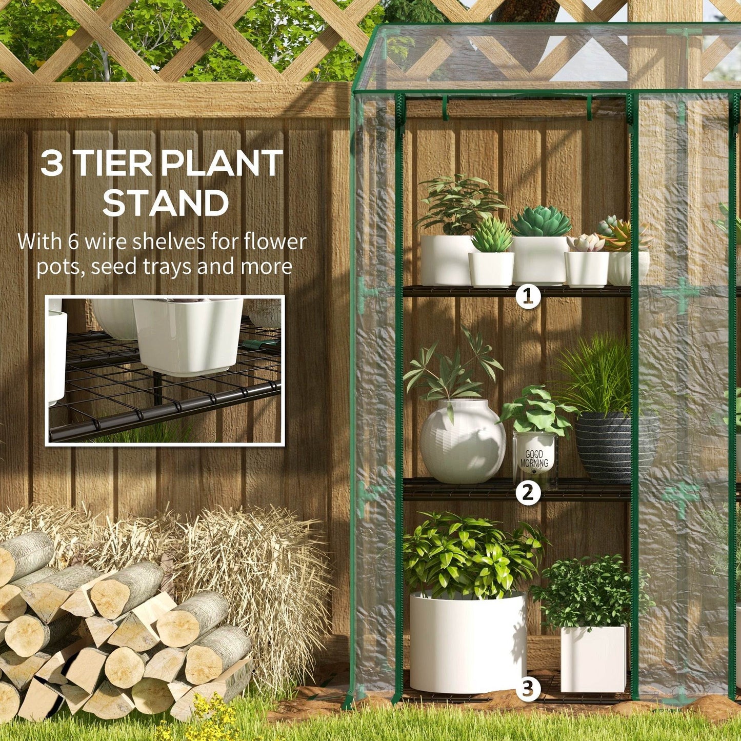 Outsunny 46 x 143cm Three-Shelf Mini Greenhouse - Clear