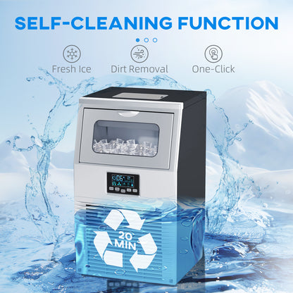 HOMCOM Commercial Ice Maker with 4kg Ice Storage - Silver Tone