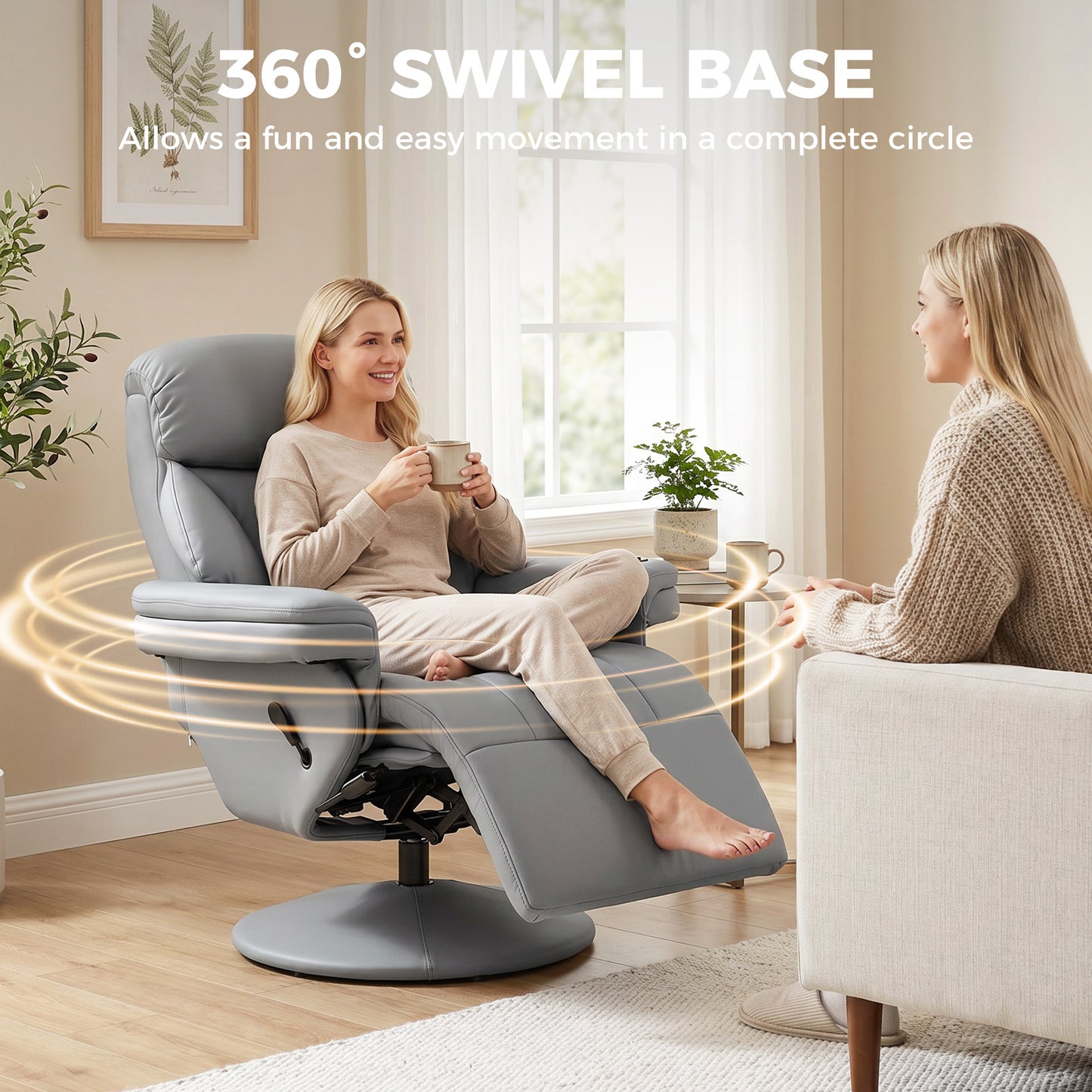 HOMCOM Upholstered Reclining Armchair, Manual Recliner Chair with Footrest and Adjustable Backrest, Grey