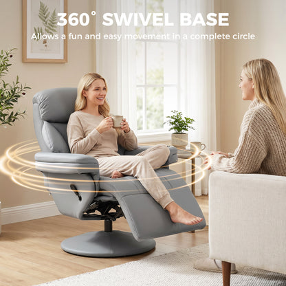 HOMCOM Upholstered Reclining Armchair, Manual Recliner Chair with Footrest and Adjustable Backrest, Grey