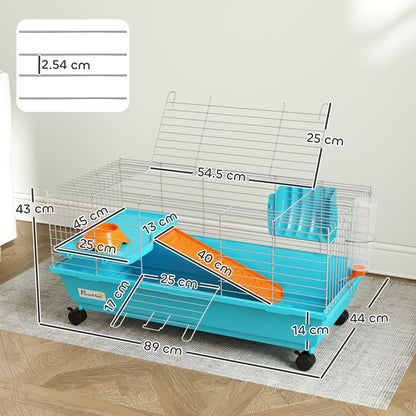 PawHut Small Animal Cage Rabbit Guinea Pigs Chinchillas Cage with Wheels Water Bottle--ChewyGames-ChewyGames