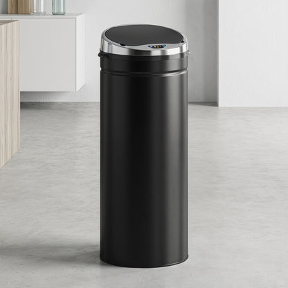 HOMCOM 50L Sensor Bin, Automatic Touchless Rubbish Bin with Soft-Close Lid, Fingerprint Resistant Stainless Steel for Kitchen, Home Office, Recycling and Waste, Black