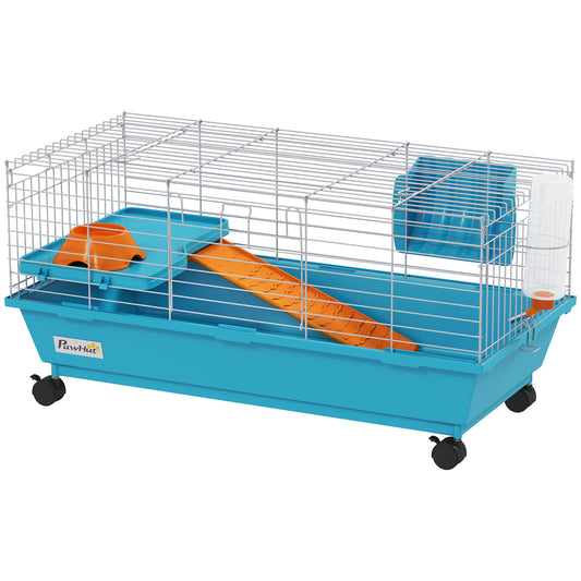 PawHut Small Animal Cage Rabbit Guinea Pigs Chinchillas Cage with Wheels Water Bottle--ChewyGames-ChewyGames