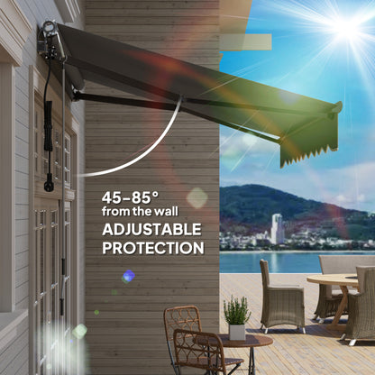 Outsunny 2.5 x 2m Electric Awning with Remote Controller, Aluminium Frame Retractable Awning, Dark Grey
