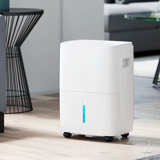 HOMCOM 30L/Day Dehumidifier with Auto-Clean Filter, Continuous Drainage, 4L Water Tank, 24H Timer, Digital Humidity Display, Dehumidifier for Home Damp, Bedroom, Condensation, Mould, Laundry Drying