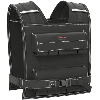 SPORTNOW 20KG Adjustable Weighted Vest, Running Weight Vest, with 30 Metal Weights, Reflective Strips, for Running, Exercise