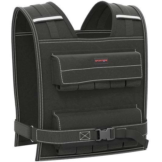 SPORTNOW 20KG Adjustable Weighted Vest, Running Weight Vest, with 30 Metal Weights, Reflective Strips, for Running, Exercise