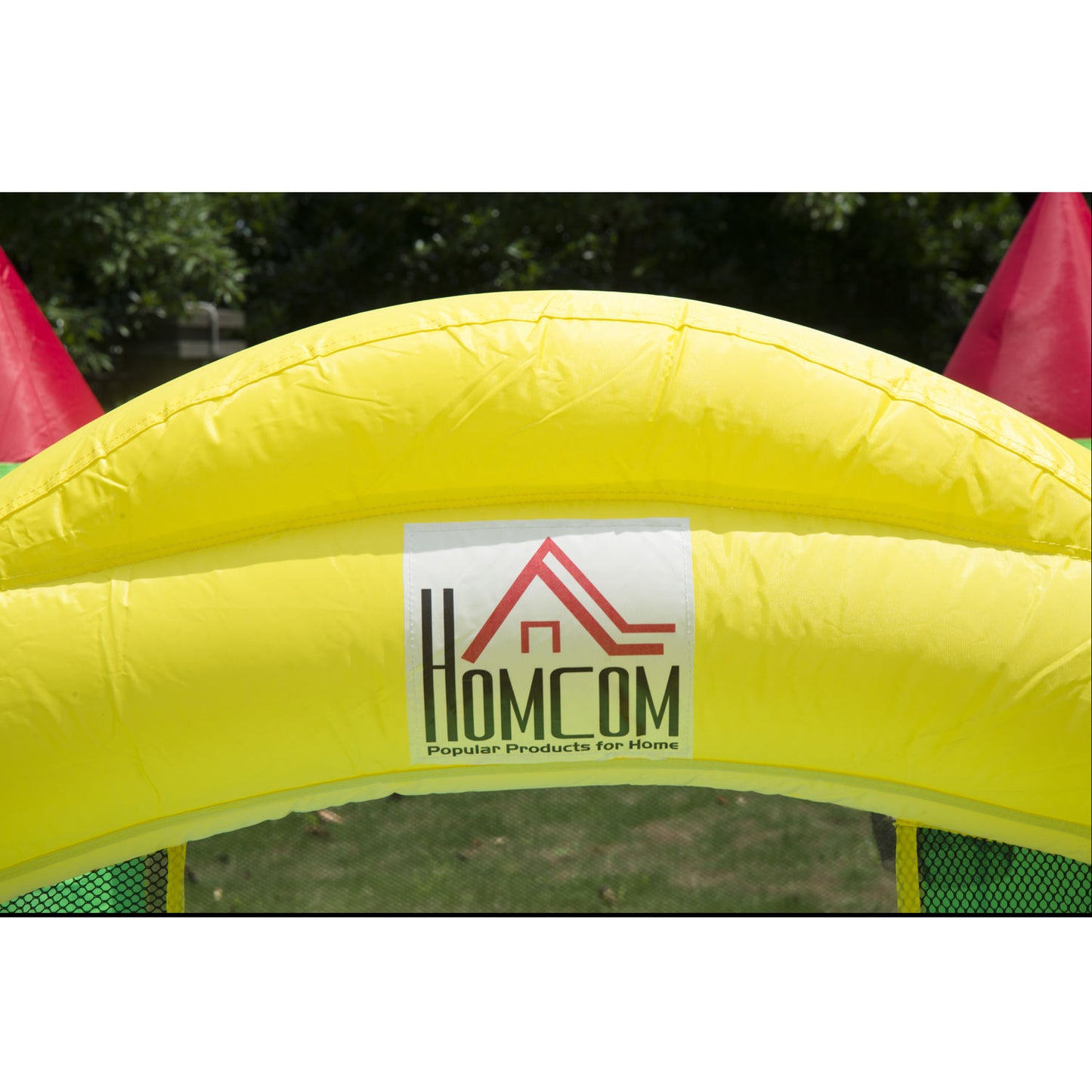 HOMCOM Nylon Inflatable Bouncy Castle, Fire and Water Resistant, Puncture-proof, Multi-Colour