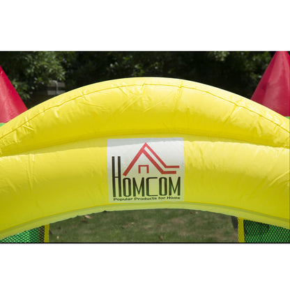 HOMCOM Nylon Inflatable Bouncy Castle, Fire and Water Resistant, Puncture-proof, Multi-Colour