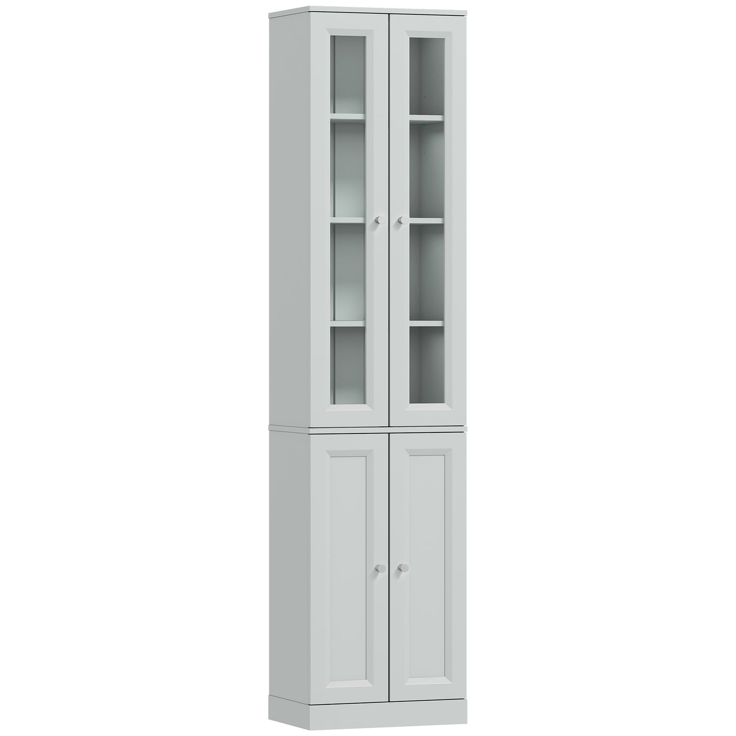 HOMCOM Tall Bathroom Storage Cabinet, 6-Tier Slim Bathroom Cabinet with Adjustable Shelf, 4 Soft-Close Doors, Dusty Blue