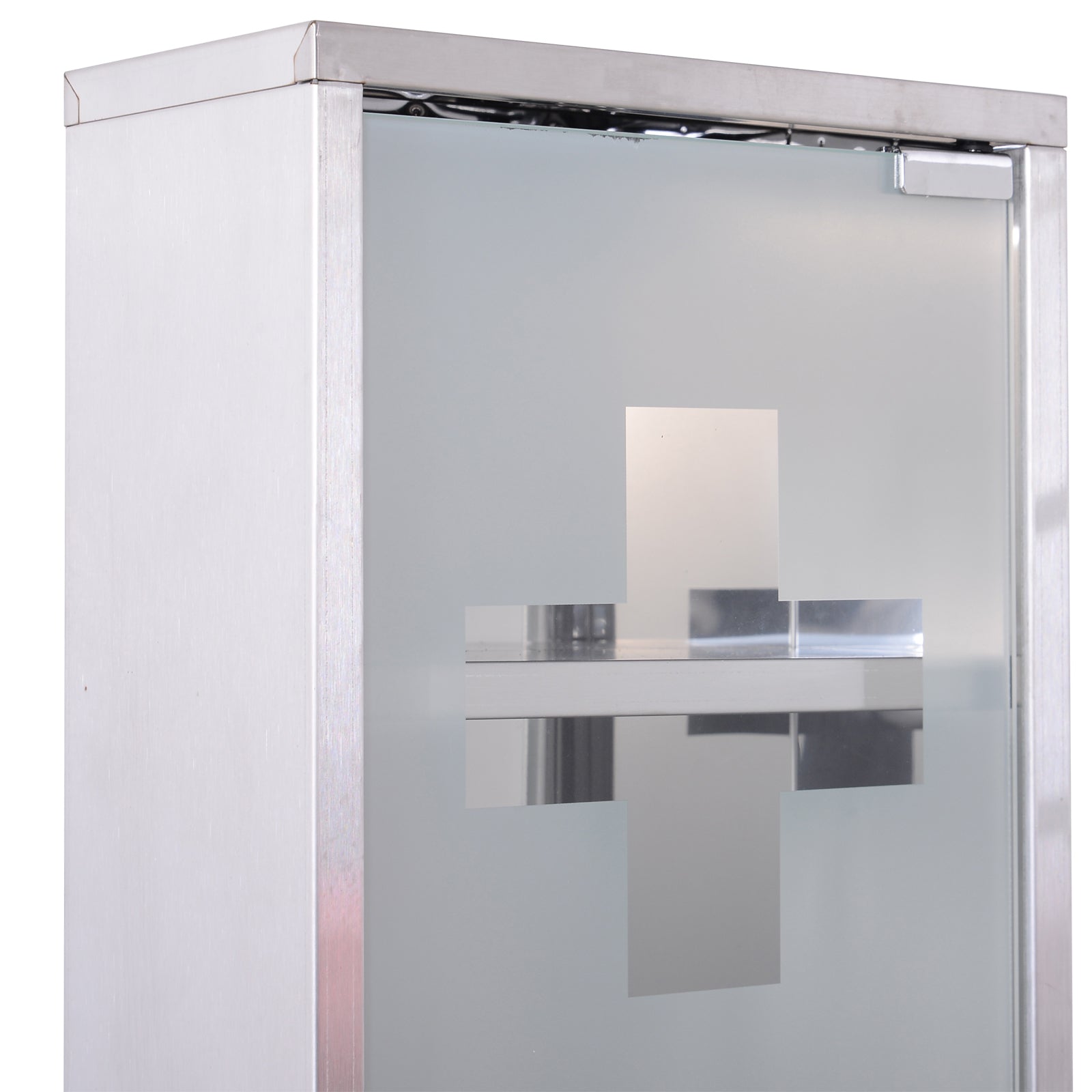 HOMCOM Stainless Steel wall mounted Medicine Cabinet with 2 Shelves + Security Glass Door Lockable 48 cm(H)-Medicine Cabinets-ChewyGames-ChewyGames