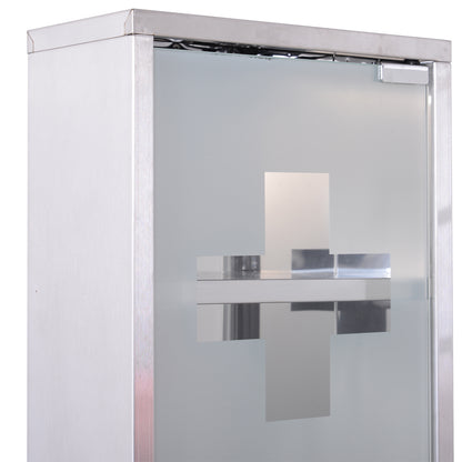 HOMCOM Stainless Steel wall mounted Medicine Cabinet with 2 Shelves + Security Glass Door Lockable 48 cm(H)-Medicine Cabinets-ChewyGames-ChewyGames