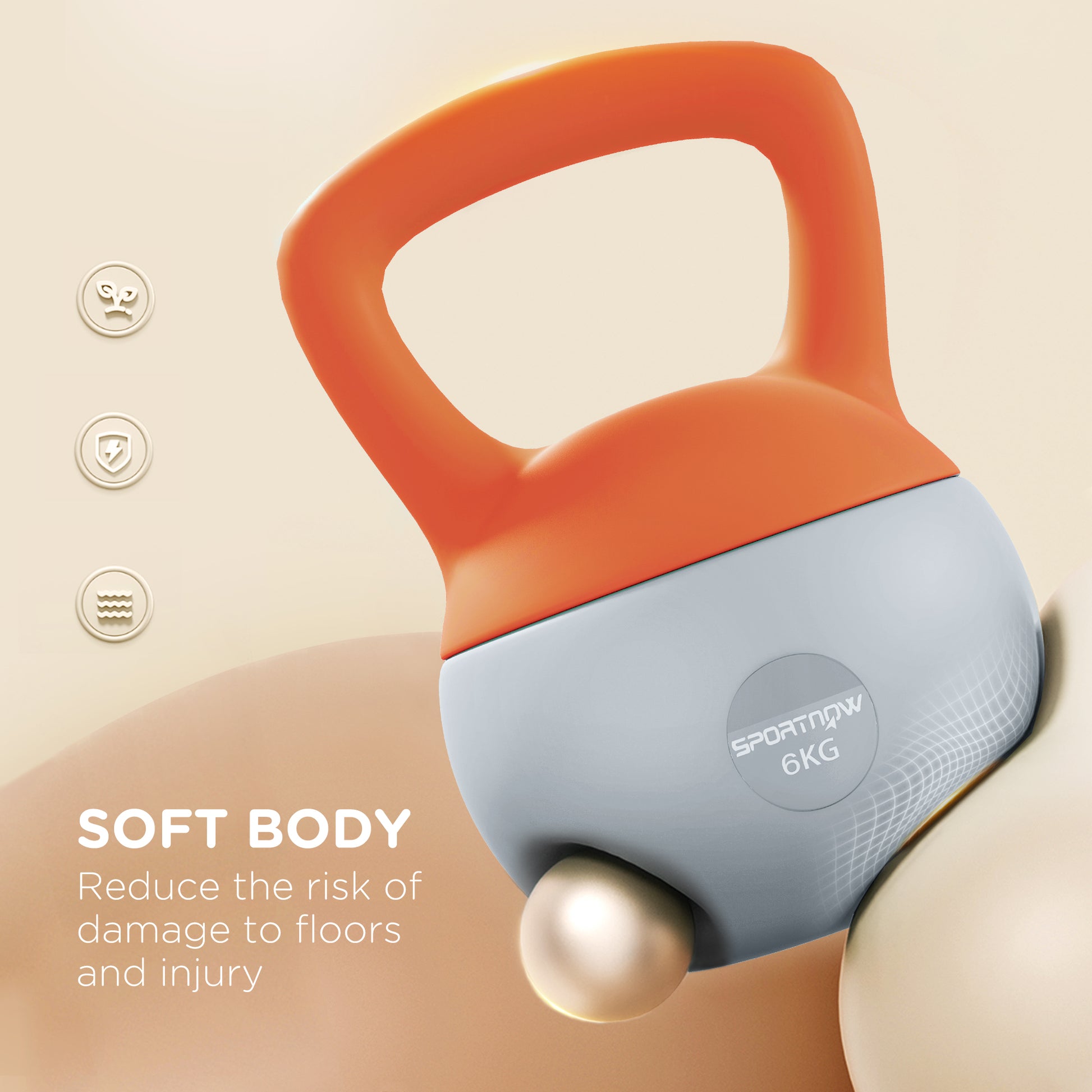 SPORTNOW 6KG Soft Kettlebell with Non-Slip Handle, for Home Gym, Weight Lifting, Strength Training, Orange/Grey-Kettlebells-ChewyGames-ChewyGames