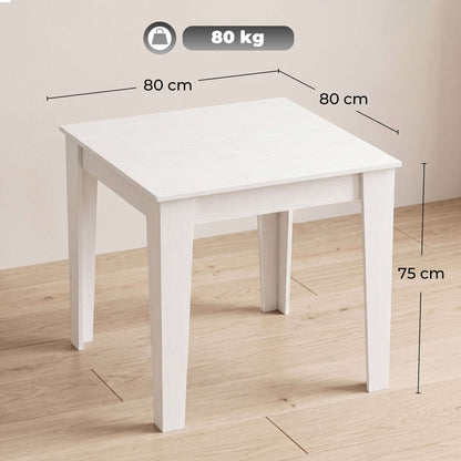 HOMCOM Dining Table for 4, 80L x 80W x 75Hcm, Modern Square Kitchen Table, White