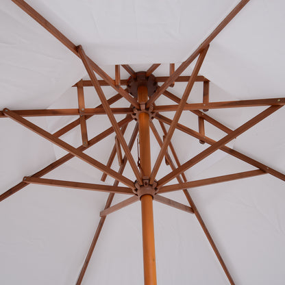 Outsunny 2.7m Elegant Wooden Frame Parasol Umbrella - White
