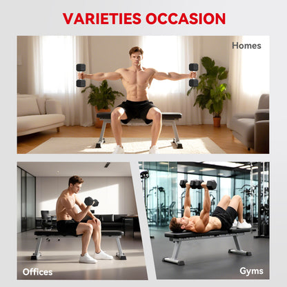 HOMCOM 2x20KG Rubber Hex Dumbbell Portable Hand Weights Dumbbell Home Gym
