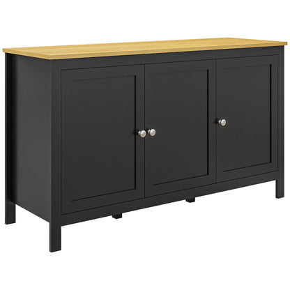 HOMCOM Sideboard, Buffet Cabinet with Doors and Adjustable Shelves for Living Room, Entryway, Black and Natural