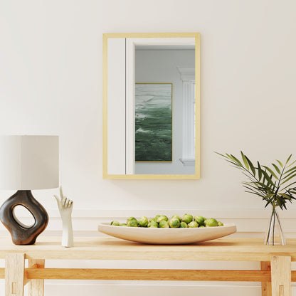 HOMCOM Wall Bathroom Mirror, 60 x 40 cm Wall-Mounted Mirror for Living Room, Bedroom, Hallway, Natural Wood Finish