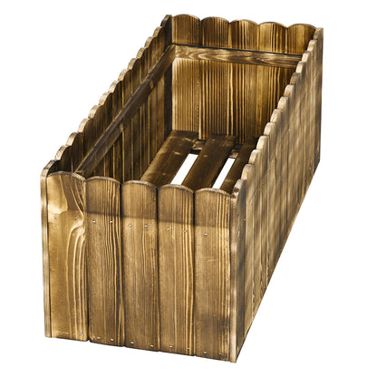 Outsunny 70L Raised Garden Bed, Wooden Rectangle Planter Box, Outdoor Herb Vegetable Flower Pot (80L x 33W x 30H cm)--ChewyGames-ChewyGames