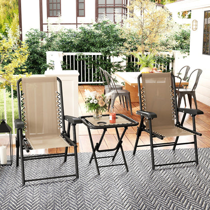 Outsunny Three-Piece Garden Table and Chair Set - Khaki--ChewyGames-ChewyGames