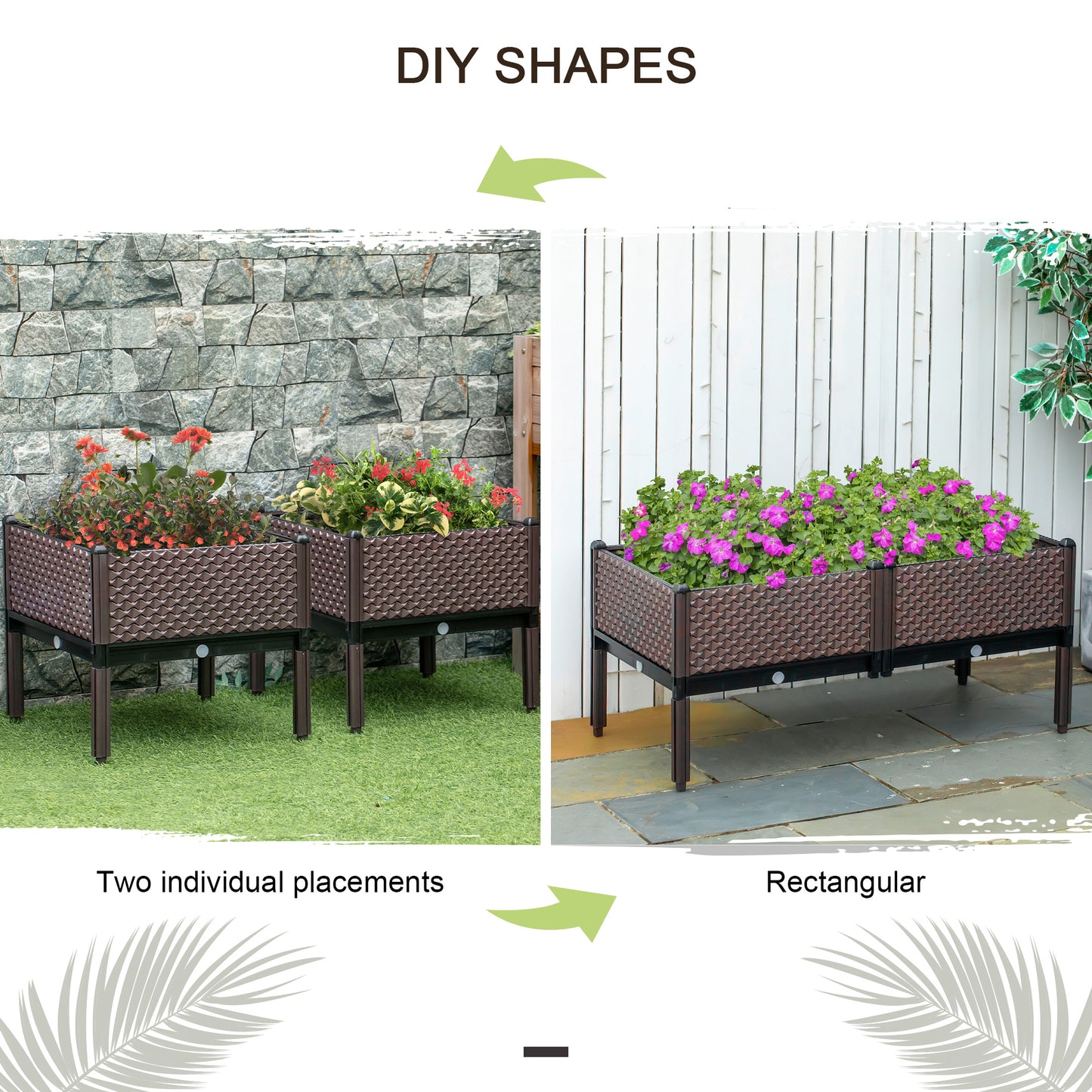 Outsunny Set of 2 Indoor/Outdoor Planter Boxes | Garden Raised Elevated Beds, Flowers Vegetables Fruits Herbs Container w/ Self-Watering Design Drainage Holes, Brown--ChewyGames-ChewyGames