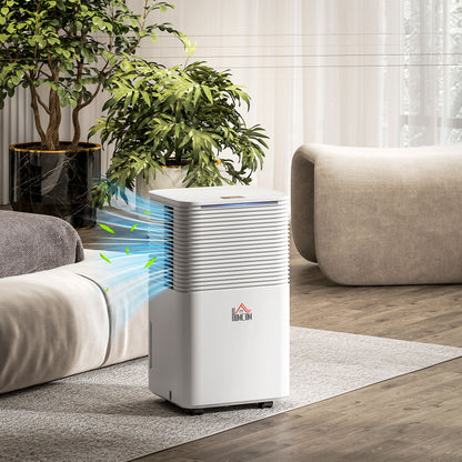 HOMCOM 12L/Day Dehumidifier with 2L Water Tank, Laundry Drying, Automatic Humidity Sensor, Electric Portable Dehumidifier with 24H Timer, 3 Modes for Home Damp, Mould and Condensation