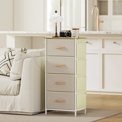 HOMCOM Chest of Four Fabric Drawers - Beige