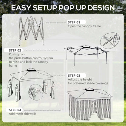 Outsunny 3 x 3(m) Pop Up Gazebo, Double-roof Garden Tent with Netting and Carry Bag, Party Event Shelter for Outdoor Patio, Dark Grey
