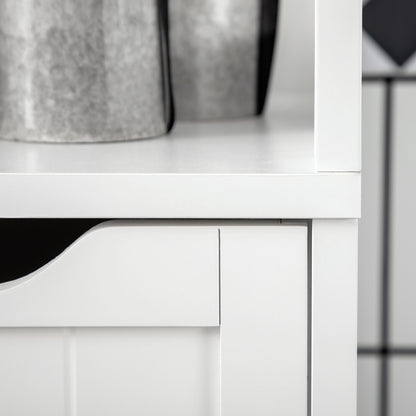 HOMCOM Narrow Floor Cabinet, Bathroom Cabinet with 3 Drawers and 2 Open Shelves, 30W x 30D x 141.6Hcm, White