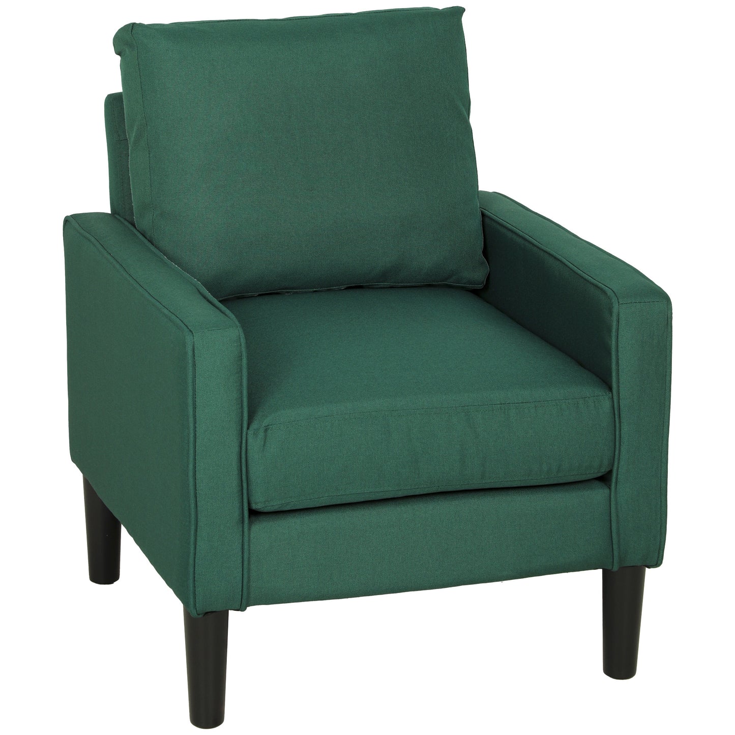 HOMCOM Accent Chair, Removable Pillow Linen Armchair with Comfy Spring Cushion for Living Room, Bedroom, Study, Dark Green