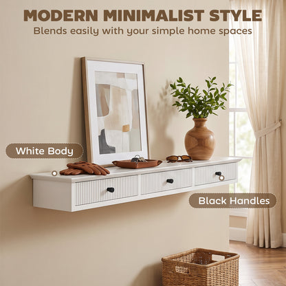 HOMCOM Shelf Wall-Mounted Storage Shelf Shelving Unit MDF 93 x 15 x 10 cm Entryway Kitchen Living Room, White