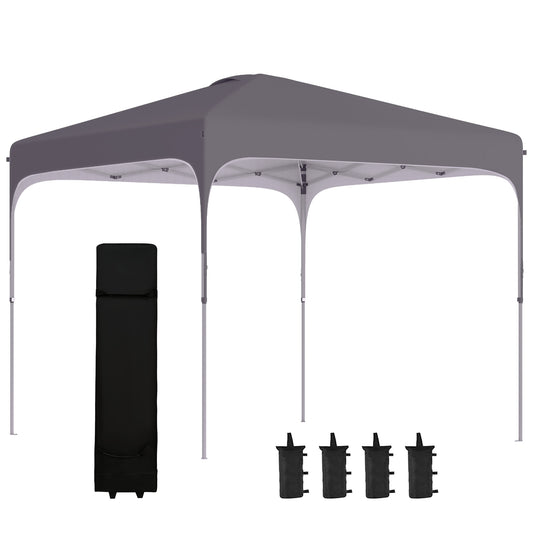 Outsunny 3 x 3(M) Pop Up Gazebo, UPF 50+ Foldable Canopy Tent with Wheeled Carrybag, 4 Leg Weight Bags, Height Adjustable Marquee Shelter 1 person easy setup for Outdoor Garden Patio Party, Dark Grey--ChewyGames-ChewyGames