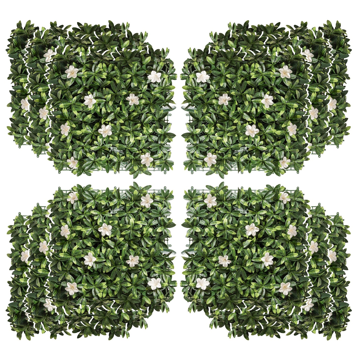 Outsunny 12PCS Artificial Boxwood Wall Panels 50cm x 50cm Rhododendron Privacy Fence Screen Faux Hedge Greenery Backdrop for Home Garden Backyard Balcony