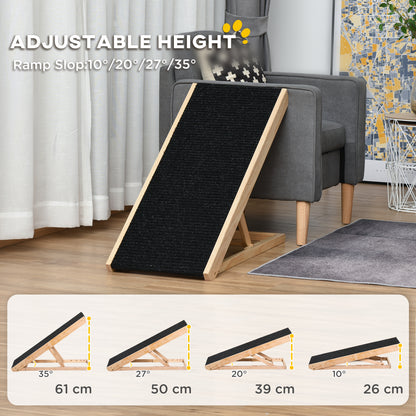 PawHut Dog Ramp, Foldable Pet Ramp with 4 Adjustable Heights, Non-Slip Finish for Medium and Large Dogs, Black