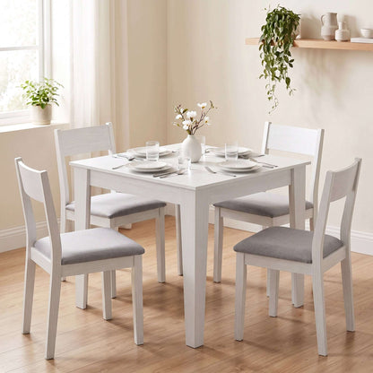 HOMCOM Dining Table for 4, 80L x 80W x 75Hcm, Modern Square Kitchen Table, White