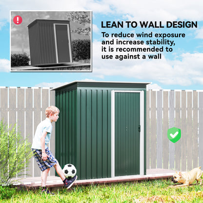 Outsunny 5 x 3ft Garden Storage Shed with Sliding Door and Sloped Roof Outdoor Equipment Tool, Green