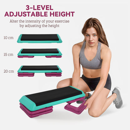 HOMCOM 3-Level Aerobic Step 10/15/20cm Steppers for Exercise Workout w/ Non-Slip Top Compact Stepper Home Office Indoor Outdoor Fitness Equipment--ChewyGames-ChewyGames