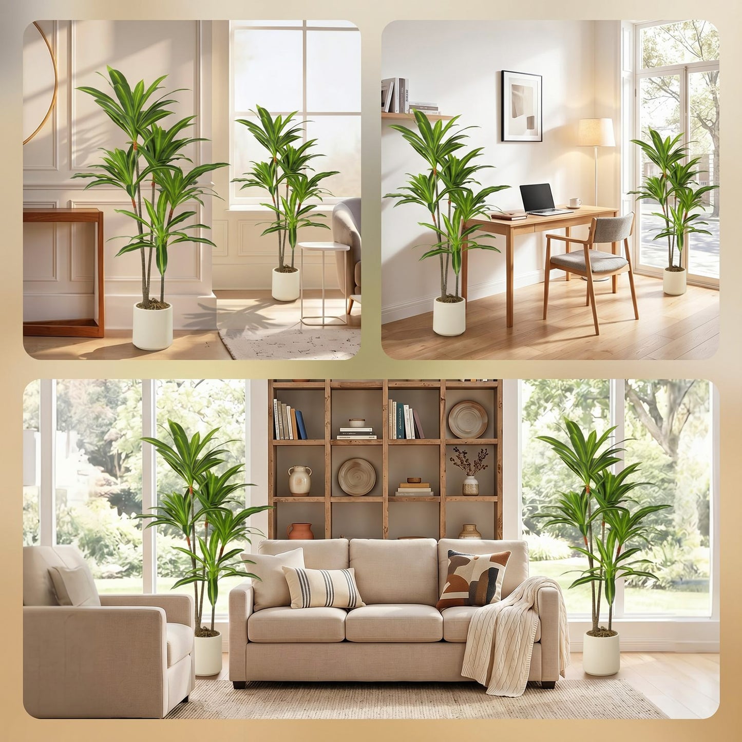 HOMCOM 150cm Lifelike Fake Tree, Artificial Dracaena Tree with Bendable Trunks, Green