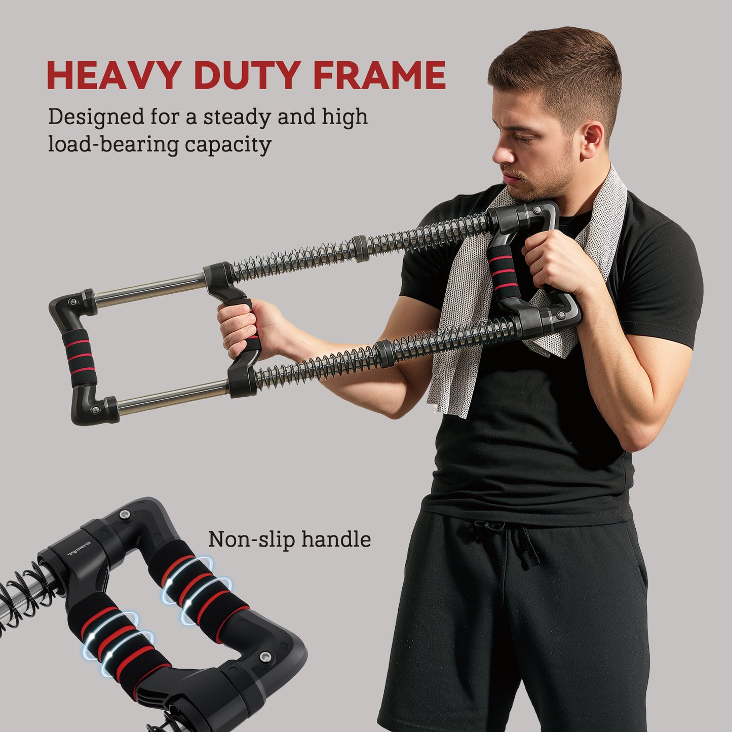 SPORTNOW Chest Expander, with 10-50kg Adjustable Resistance, for Home Gym, Office, Travel Workout