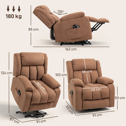 HOMCOM Power Lift Recliner Chair with Vibration Massage, Lift Chair for Elderly with Footrest, Remote, Side Pocket, Brown